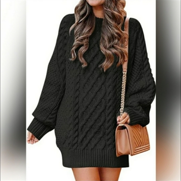 💚Crewneck Long Slve Loose Oversized Cable Knit